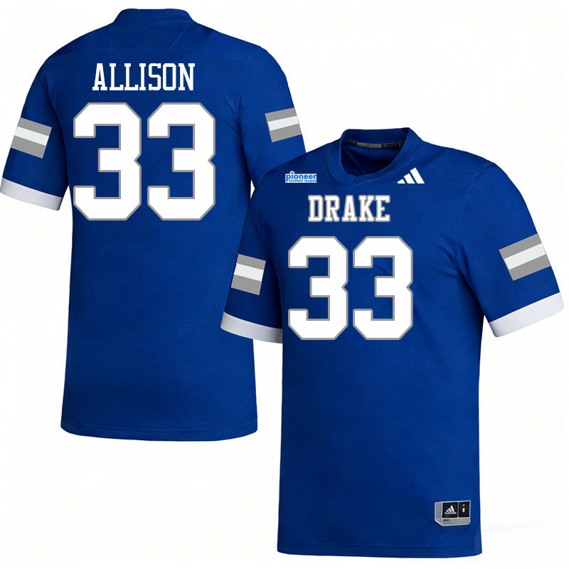 Drake Bulldogs #33 Sean Allison College Football Jerseys,Uniforms-Blue